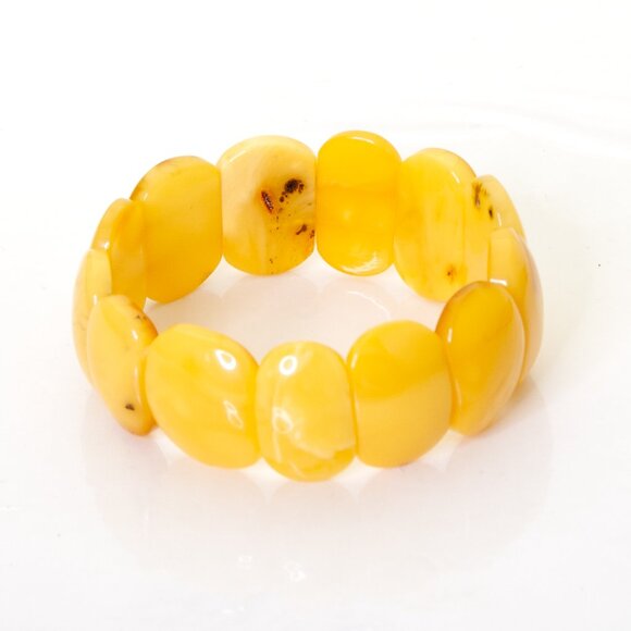 Real BALTIC AMBER Bracelet, Royal White Amber Bracelet, Egg Yolk Amber 25.3 gram - Picture 4 of 11